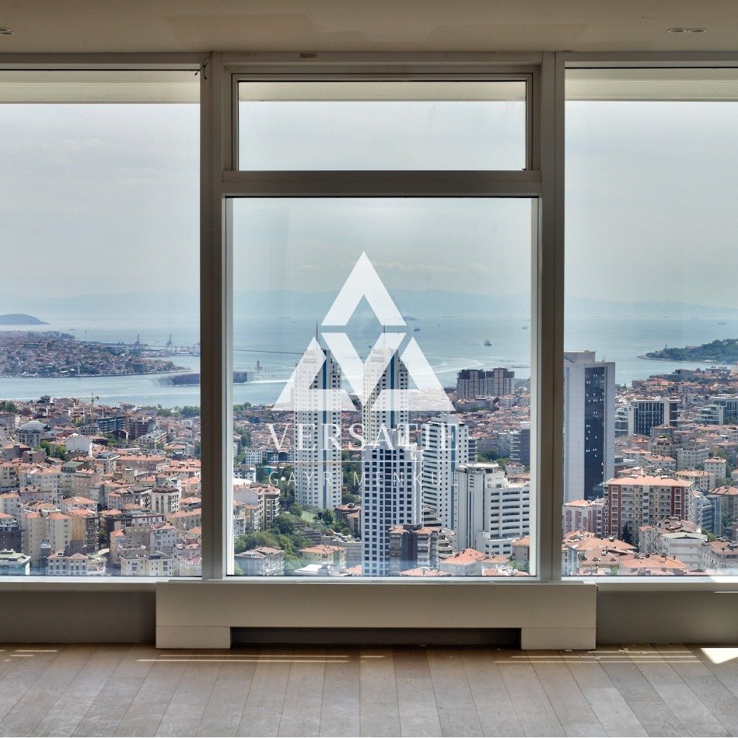 Magnificent luxury residence with Bosphorus view, high floor, for rent, in Quasar, located in Şişli, Istanbul, attracting attention with its modern and elegant design.